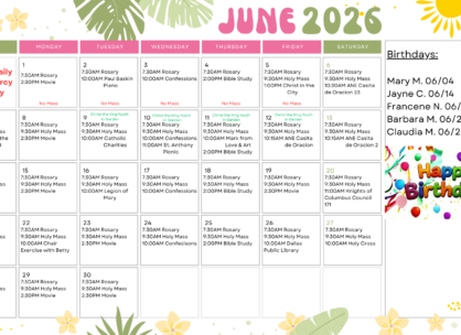 June 2026 Activity Calendar