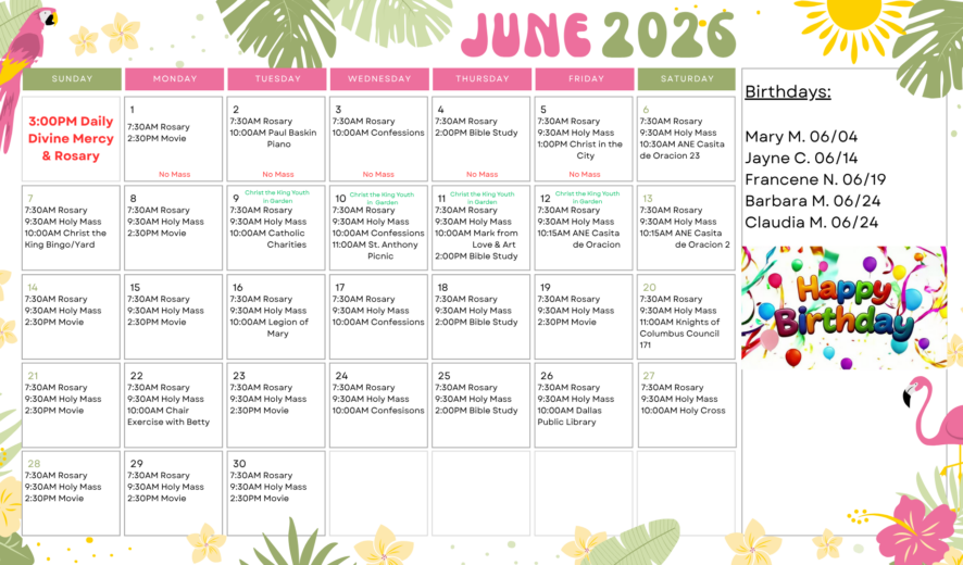 June 2026 Activity Calendar
